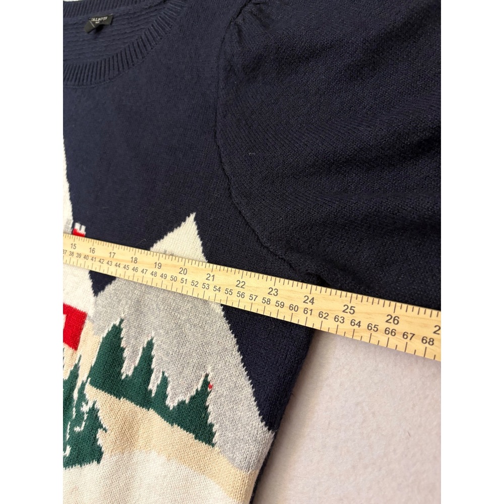 Talbots Plus Women 2X Sweater Navy Winter Mountain Cabin Fair Isle Puffed Sleeve - Picture 5 of 8
